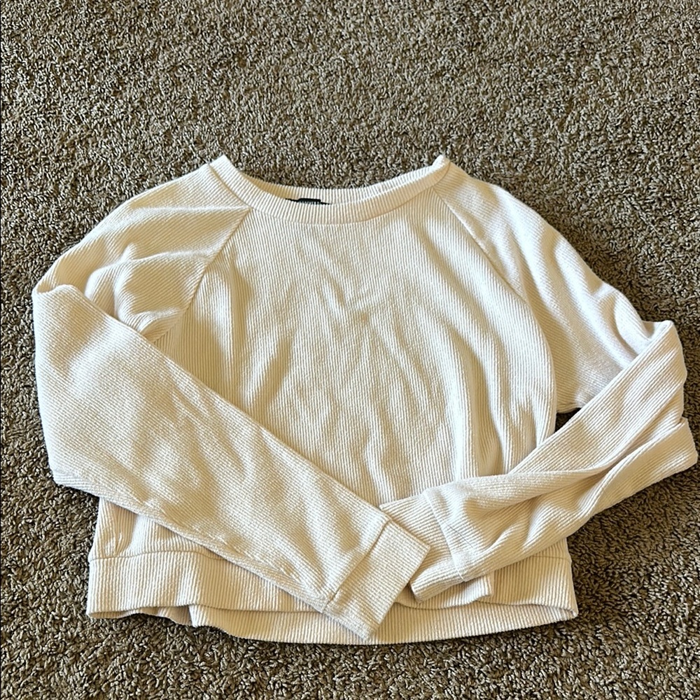Forever 21 Cropped Off-White Ribbed Knit Top
